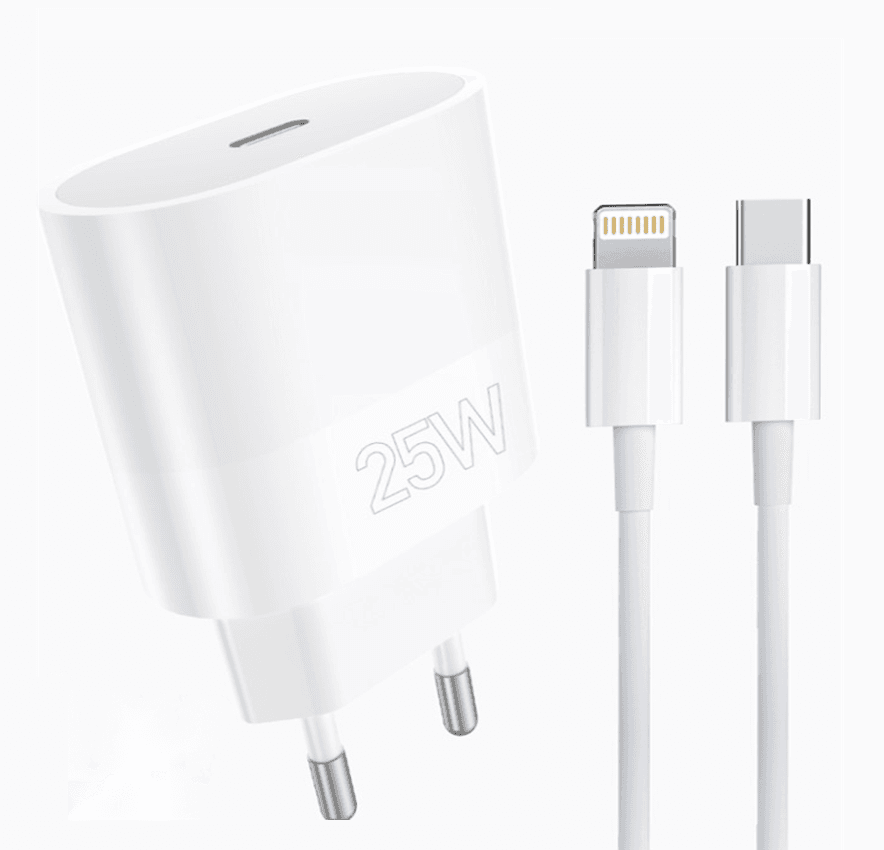 Зарядное устройство с кабелем WUW T86L PD 25W fast charger + Type-C to Lighting set White