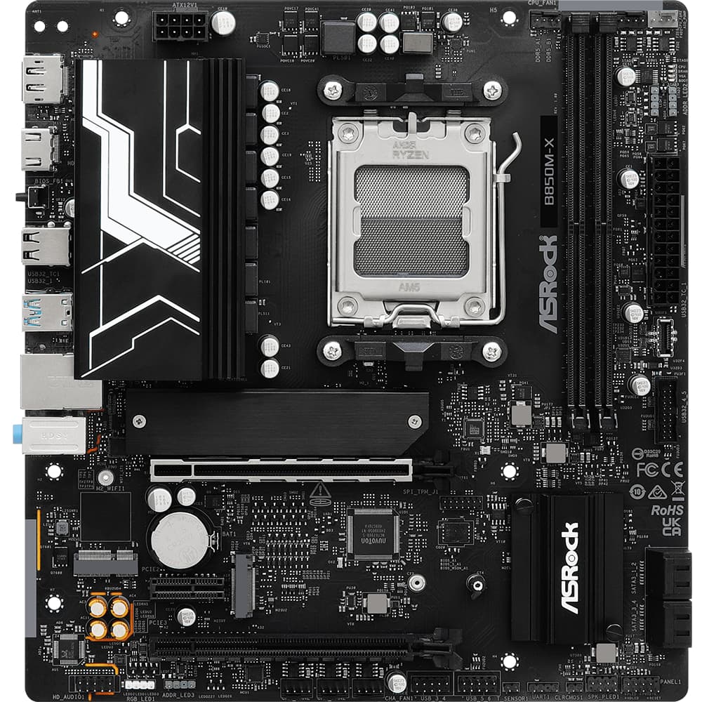 Материнська плата ASRock B850M-X AM5/B850 2*DDR5 PCIex16 HDMI/DP 4xSATAIII 2xM.2 2 2.5GLan mATX (B850M-X)