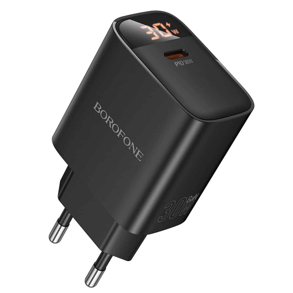 Зарядний пристрій BOROFONE BA97A Ilustre single-port PD30W charger with digital display EU 2.5A Black