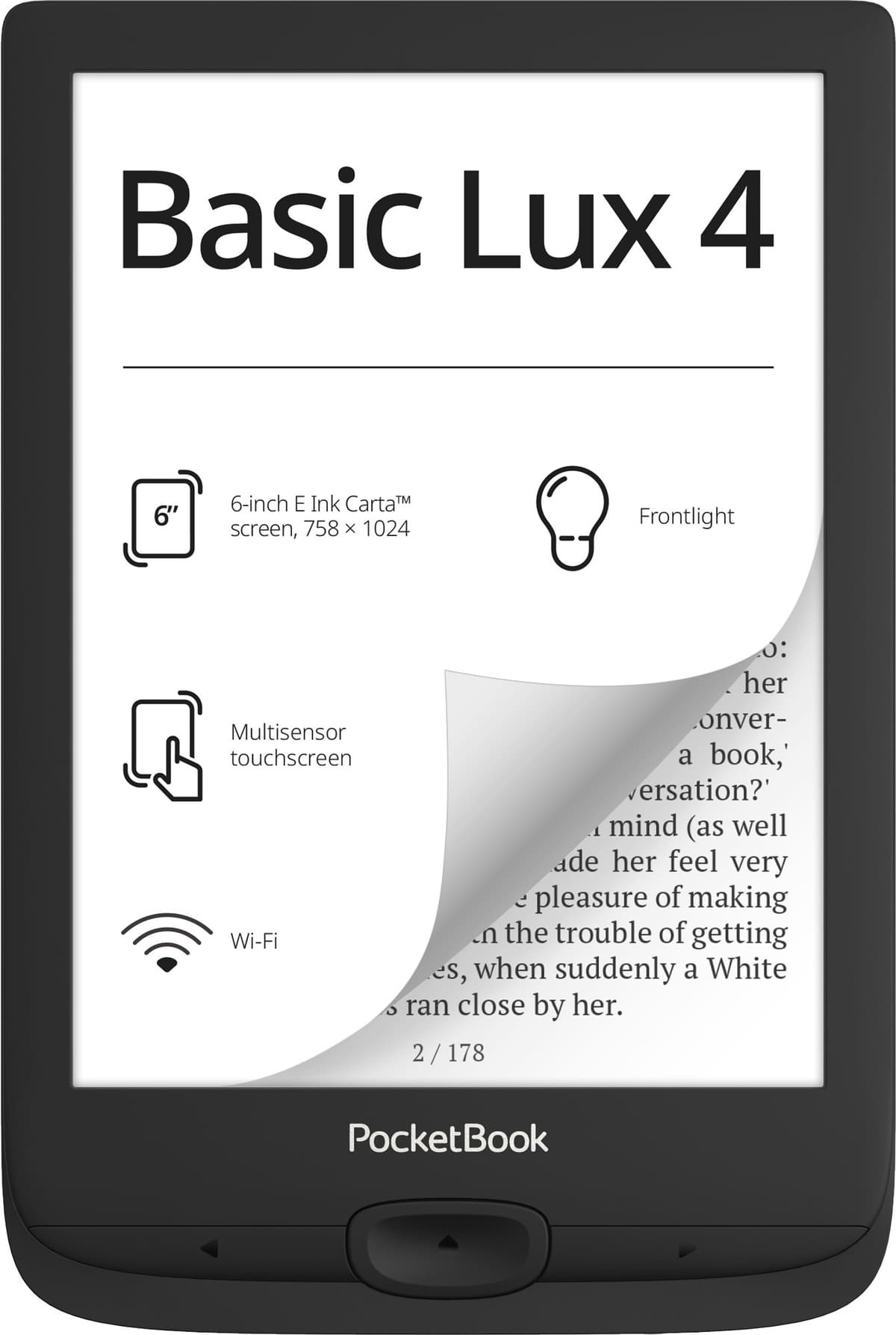 Електронна книга PocketBook 618 PB618 Basic Lux 4 8 Гб 1300мАг 6'' Black (PB618-P-CIS)