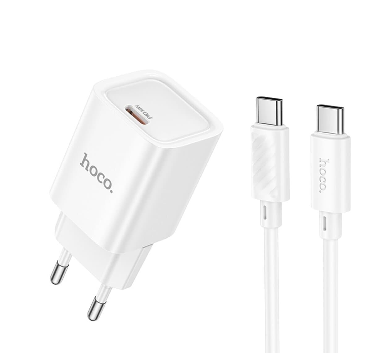 Зарядний пристрій HOCO C148A Charm single port PD30W Charger Set Type-C to Type-C cable EU White