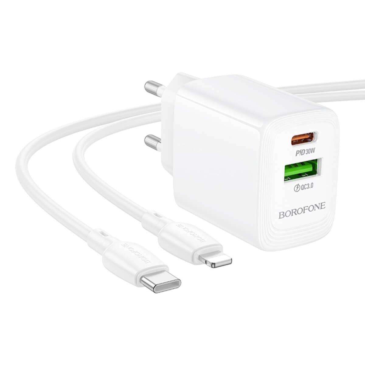 Зарядний пристрій BOROFONE BN29 Fuente PD30W+QC3.0 charger set Type-C to Lightning cable EU White