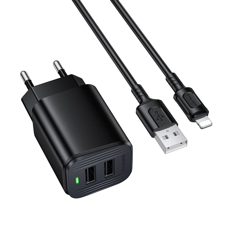 Зарядное устройство BOROFONE BAS81A Star dual-port charger set 2.1A USB to MicroUSB EU Black
