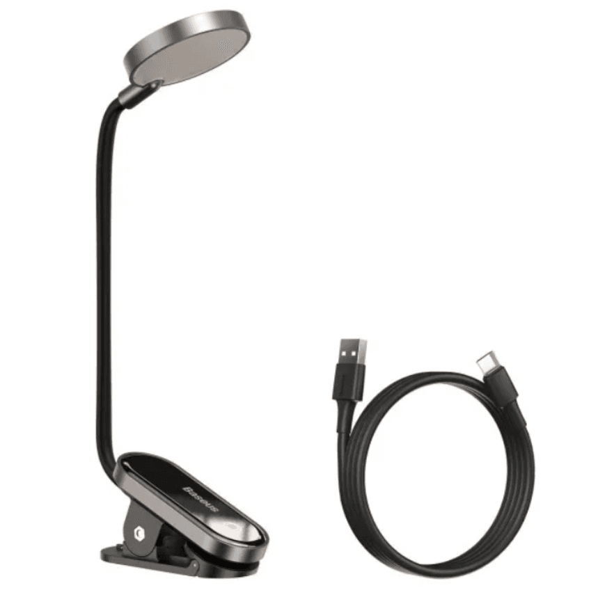 Бездротова настільна лампа Baseus Comfort Reading Mini Clip Lamp 350mAh 4000K Dark Grey (DGRAD-0G)