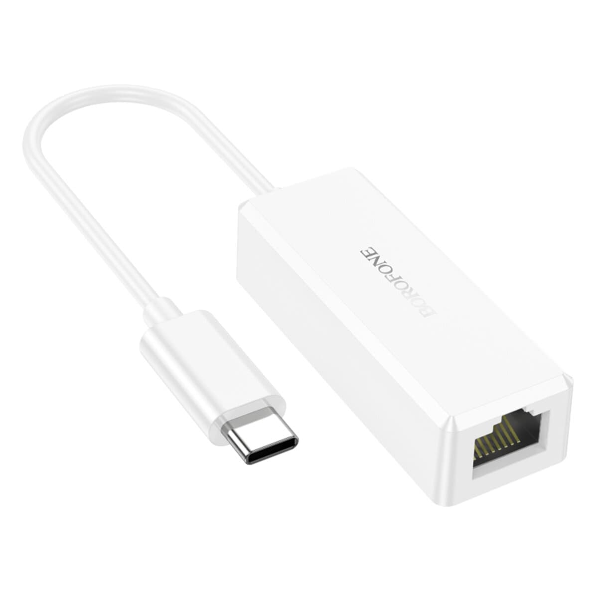 Кабель-перехідник BOROFONE DH7 Ricco Type-C to RJ-45 Ethernet adapter 100 Mbps White