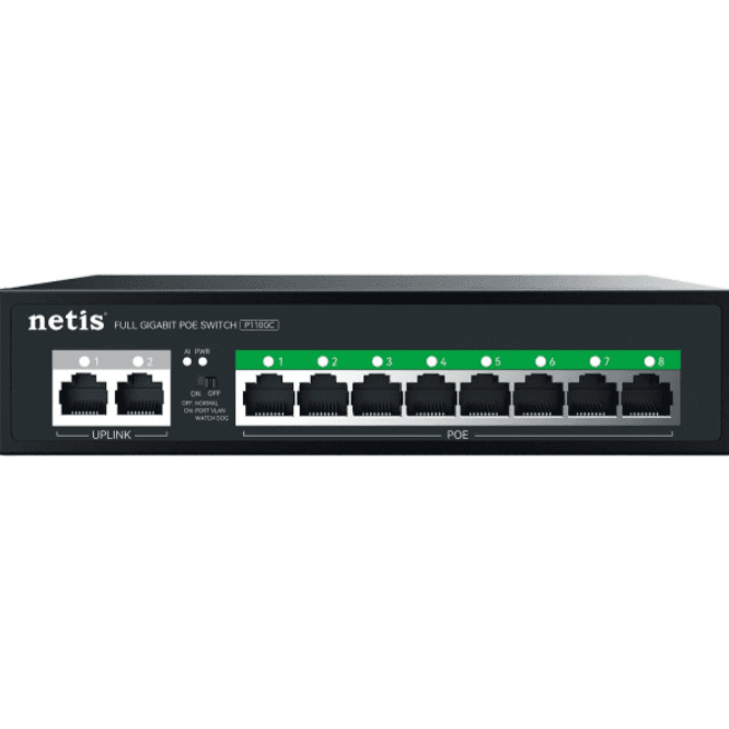 Комутатор Netis P110GC 10xGE 8xPoE 2xUplink 120Вт Некерований Black (P110GC)