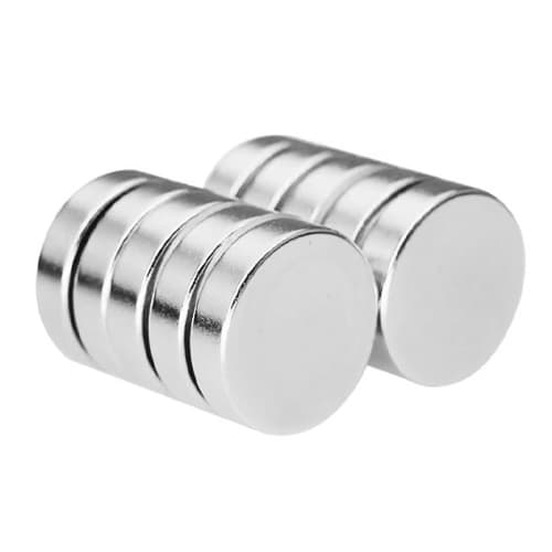 Комплект сильних круглих сильних неодимових магнітів 18x4мм N35 10шт Silver (534879)
