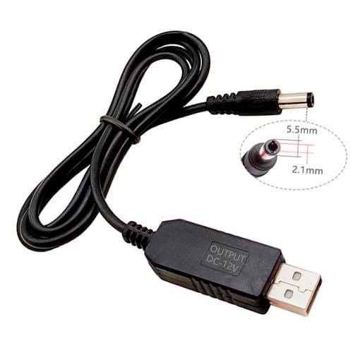 Кабель перехідник для живлення роутера модему USB to DC 5.5x2.1мм 5-12В 1м Black (676982)
