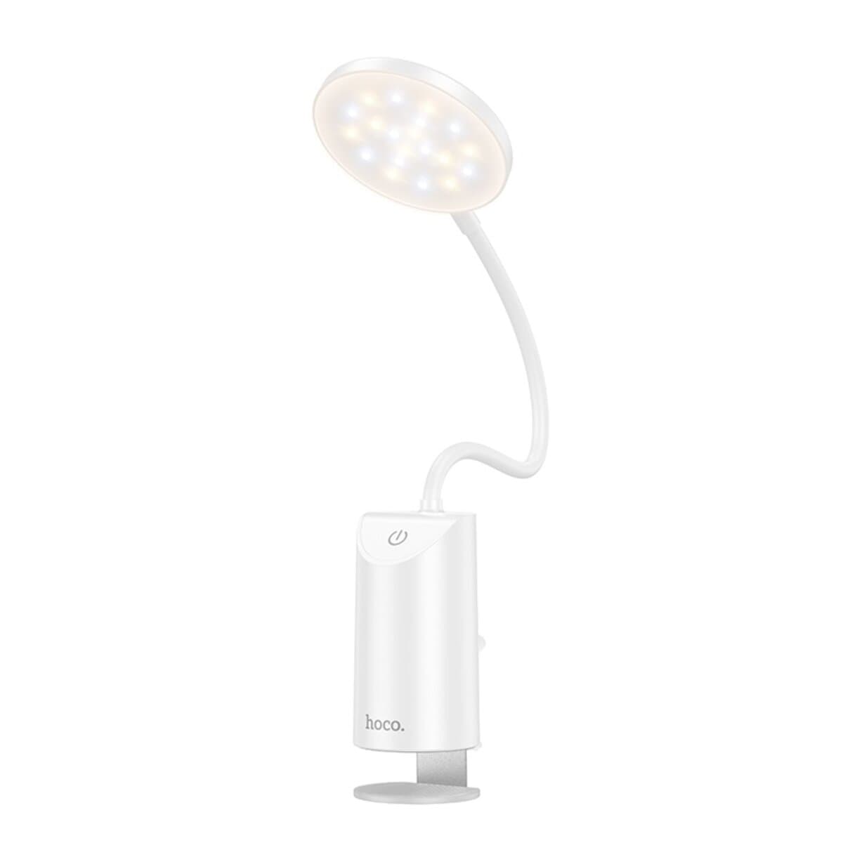 Бездротова настільна лампа на гнучкій ніжці HOCO HX10 Clip table lamp 1200mAh White