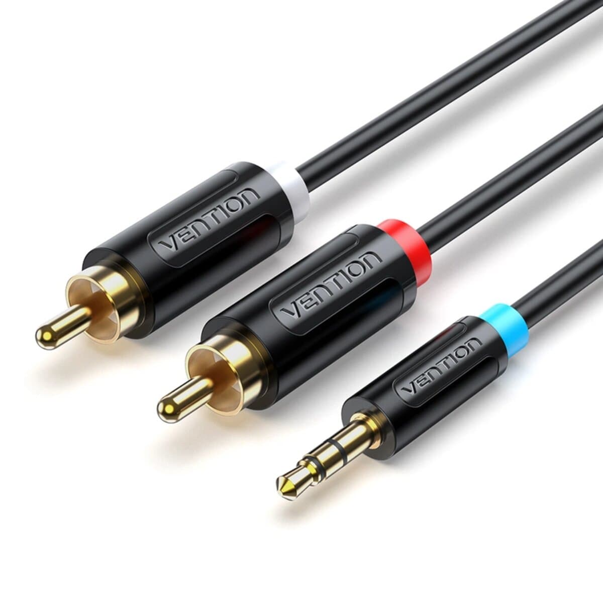 Кабель Vention AUX 3.5мм Male to 2-Male RCA Adapter Cable 1м Black (BCLBF)