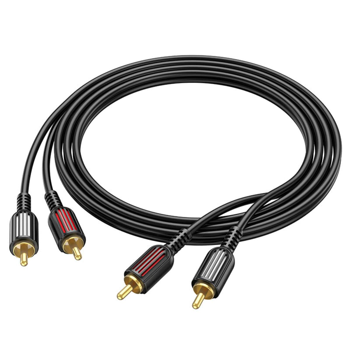 Аудио-кабель BOROFONE BL13 2RCA to 2RCA red and white double lotus audio cable 1.5m Black (BL13B)