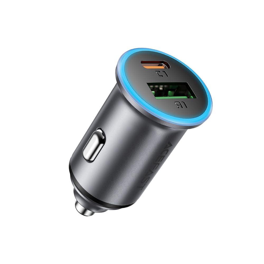 Автомобільний зарядний пристрій ACEFAST B15 65W USB+Type-C dual port metal car charger Metal Grey