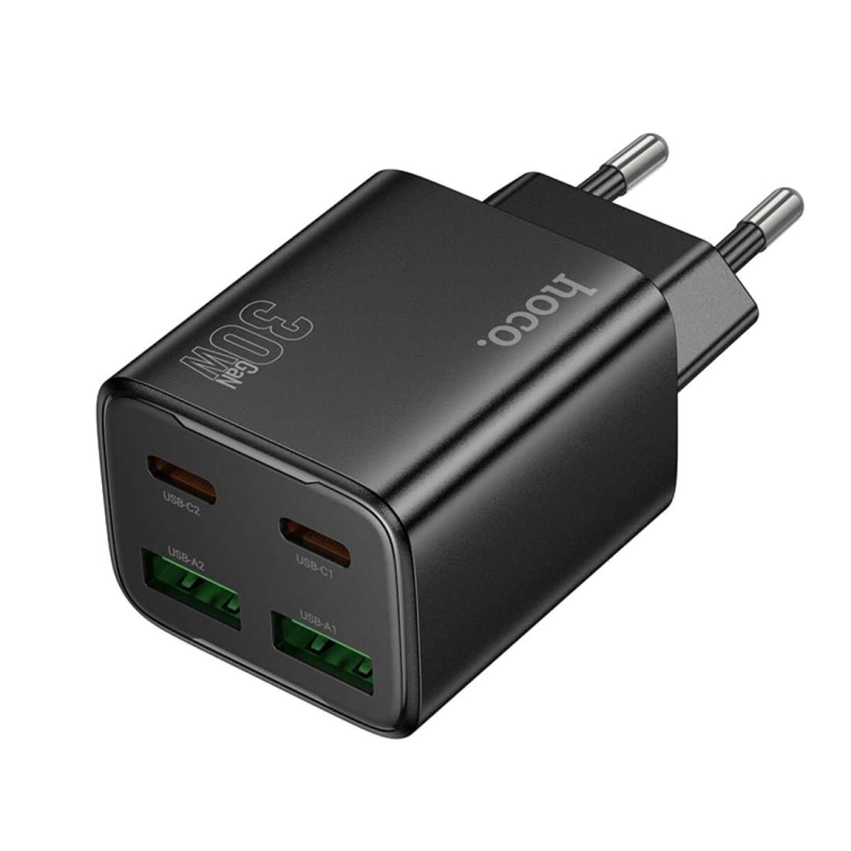 Зарядное устройство HOCO N56 Fundador four-port PD30W 2xType-C 2xUSB 2.5A charger EU Black