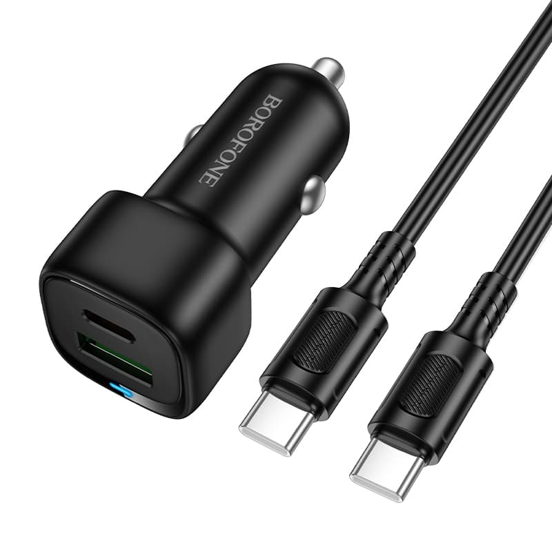 Автомобильное зарядное устройство BOROFONE BZ34B Cloud PD38W 1xType-C 1xUSB car charger set Type-C to Type-C Black