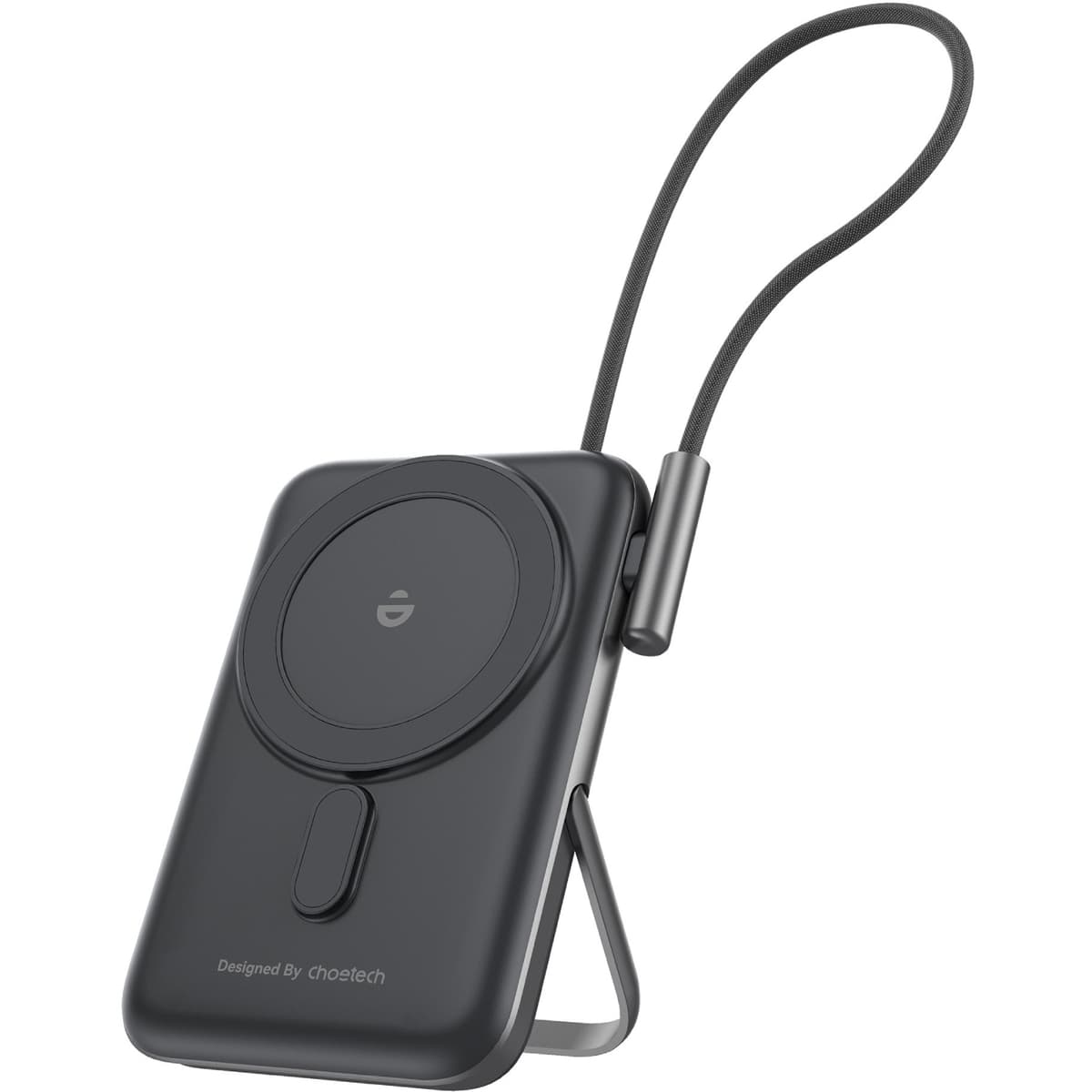 Powerbank павербанк УМБ підставка для телефону Choetech Magnetic Wireless 10000mAh 20W PD Type-C In/Out Qi-15W build-in cabel Black (B735-CCBK)