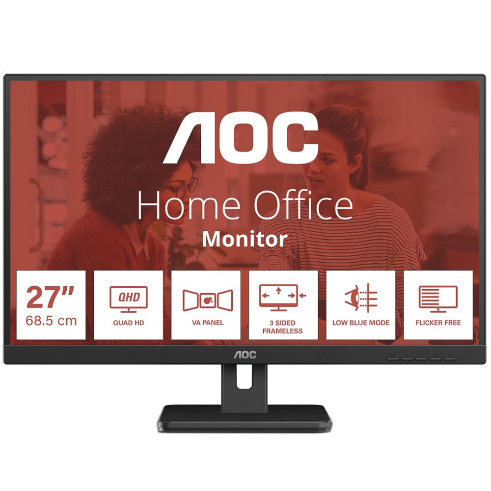 Монітор TFT 27" AOC QHD VA 75Гц DP HDMI USB-hub 2560x1440 колонки Black (Q27E3UAM)