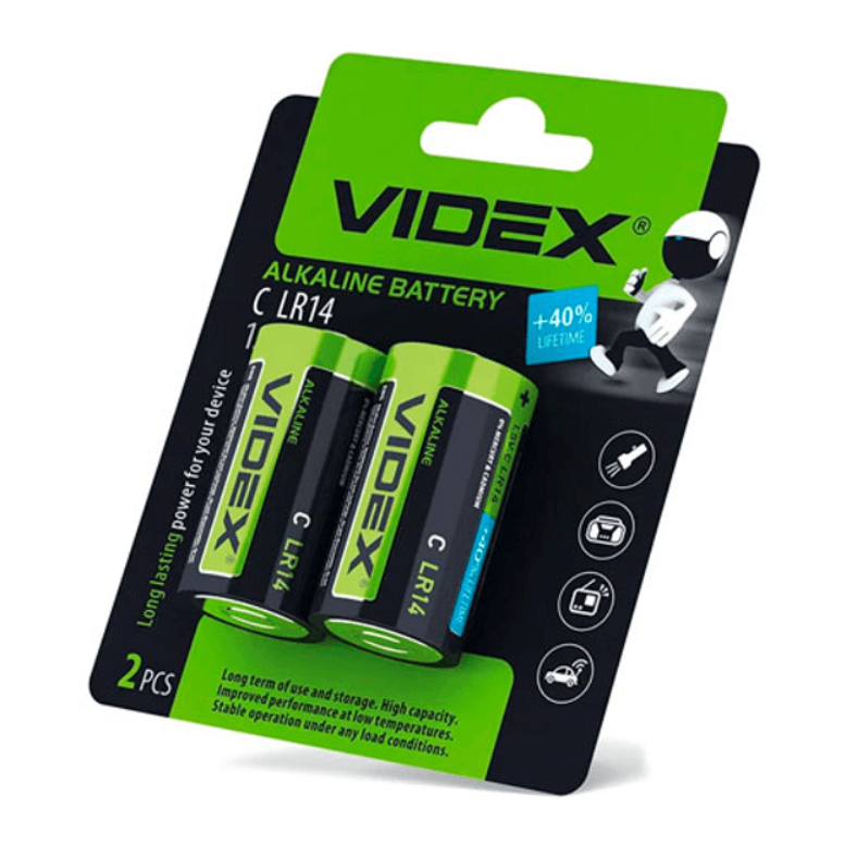 Батарейка Videx LR14/C лужна 1.5 В 2 шт (877447)