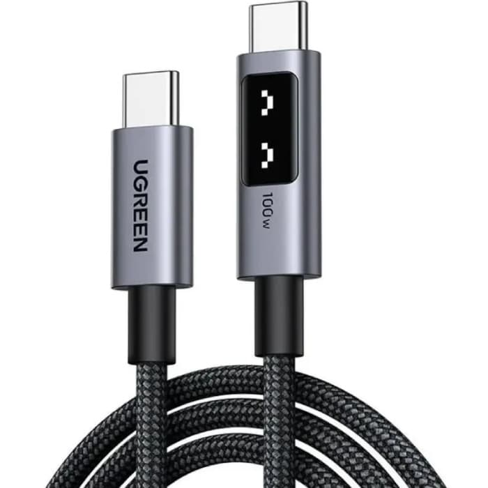 Кабель UGREEN L509 USB 2.0 Type-C M to Type-C M 1м 100W 5A 480Mbps Smart display Black (35501)
