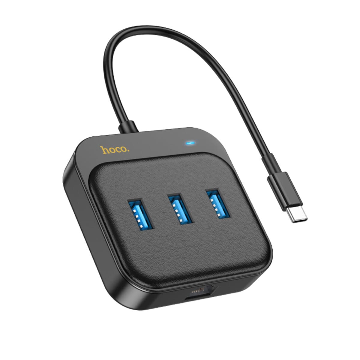 USB-Хаб HOCO HB35 Easy link 4-in-1 Gigabit Ethernet Adapter Type-C для USB3.0x3+RJ45 20см Black
