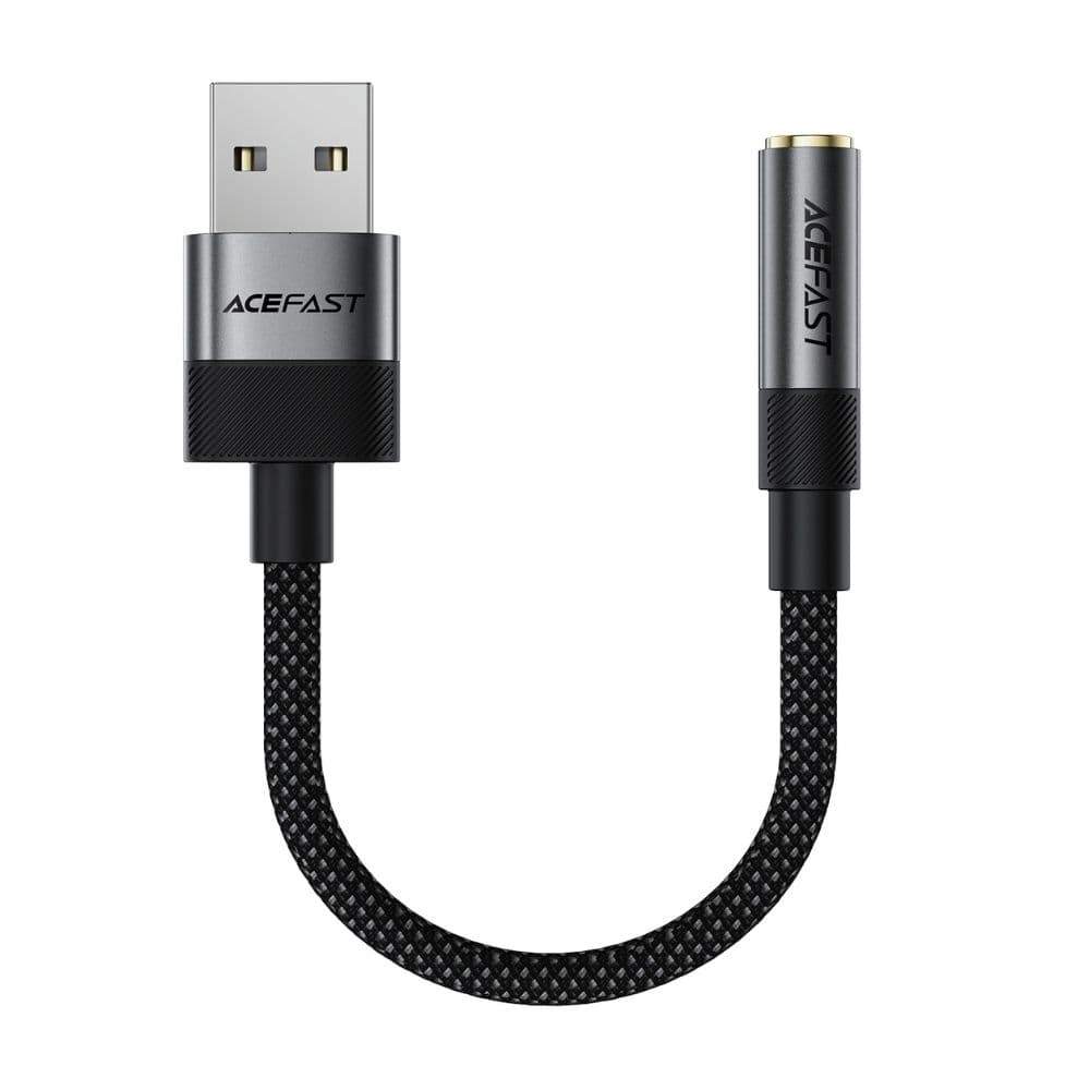 Перехідник ACEFAST J13 USB-A to 3.5mm female nylon braid 0.15m Black