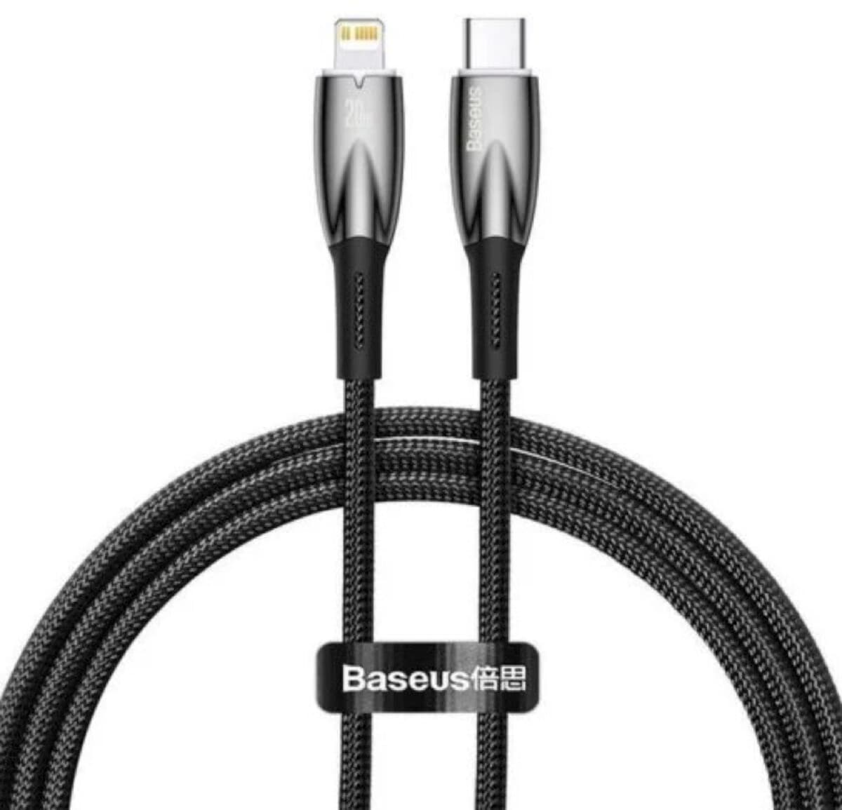 Кабель Baseus Glimmer Series Fast Charging Data Cable Type-C to Lightning 20W 1m Black (CADH000001)