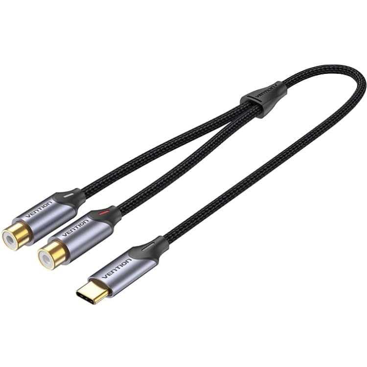Кабель аудіо-перехідник Vention Audio Type-C M to 2xRCA F 0.5м Black (BGVHD)