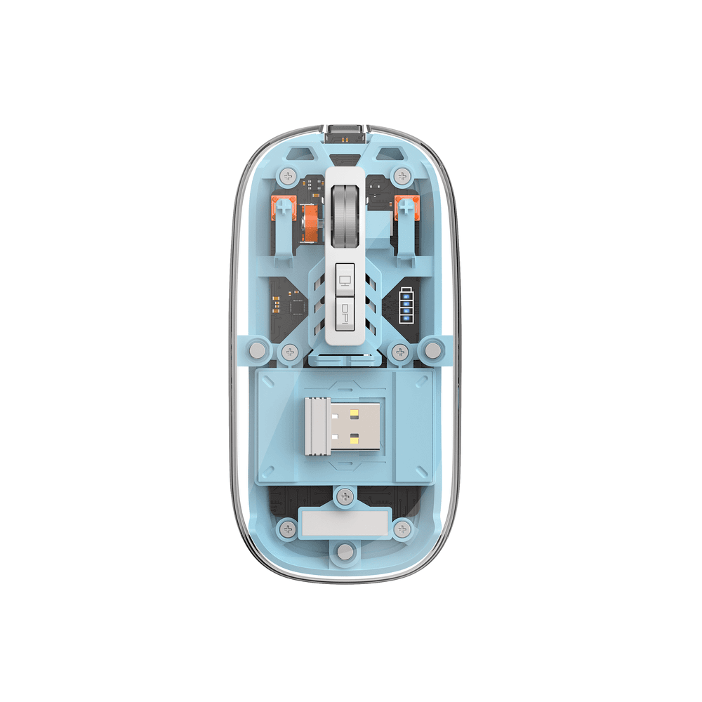 Бездротова мишка WIWU WM105 Crystal Magnetic Wireless Mouse Dual-Bluetooth +2.4G 2400dpi Transparent Blue