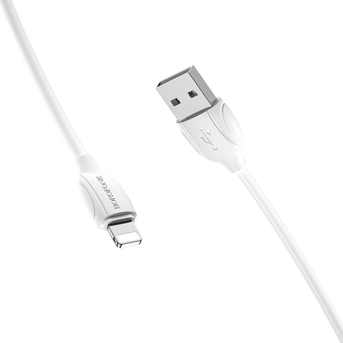 Кабель BOROFONE BX19 USB to Lightning 2.4A 1m PVC TPE connectors White (BX19LW)