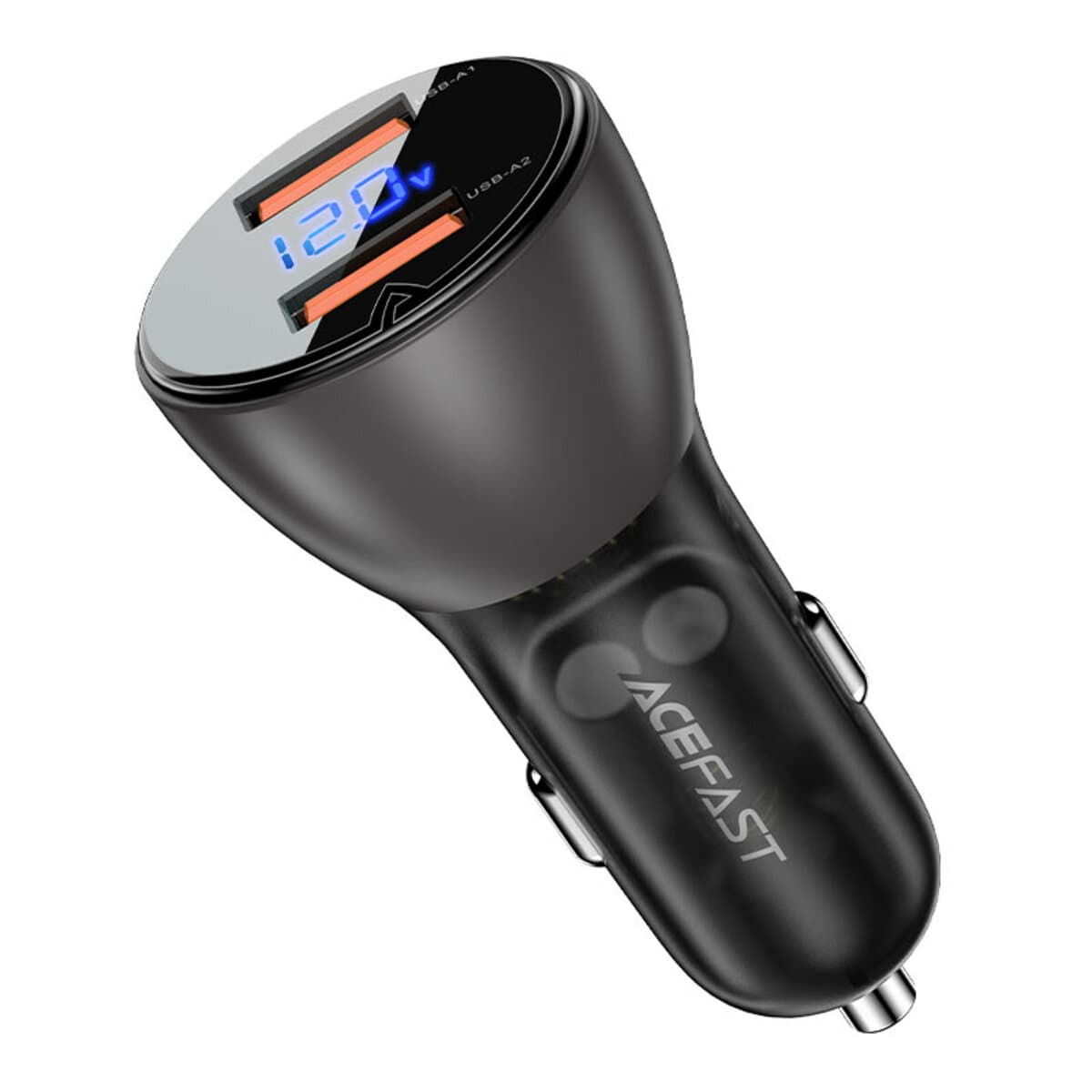 Автомобільний зарядний пристрій ACEFAST B7 metal 45W 2xUSB with digital display Black (AFB7B)