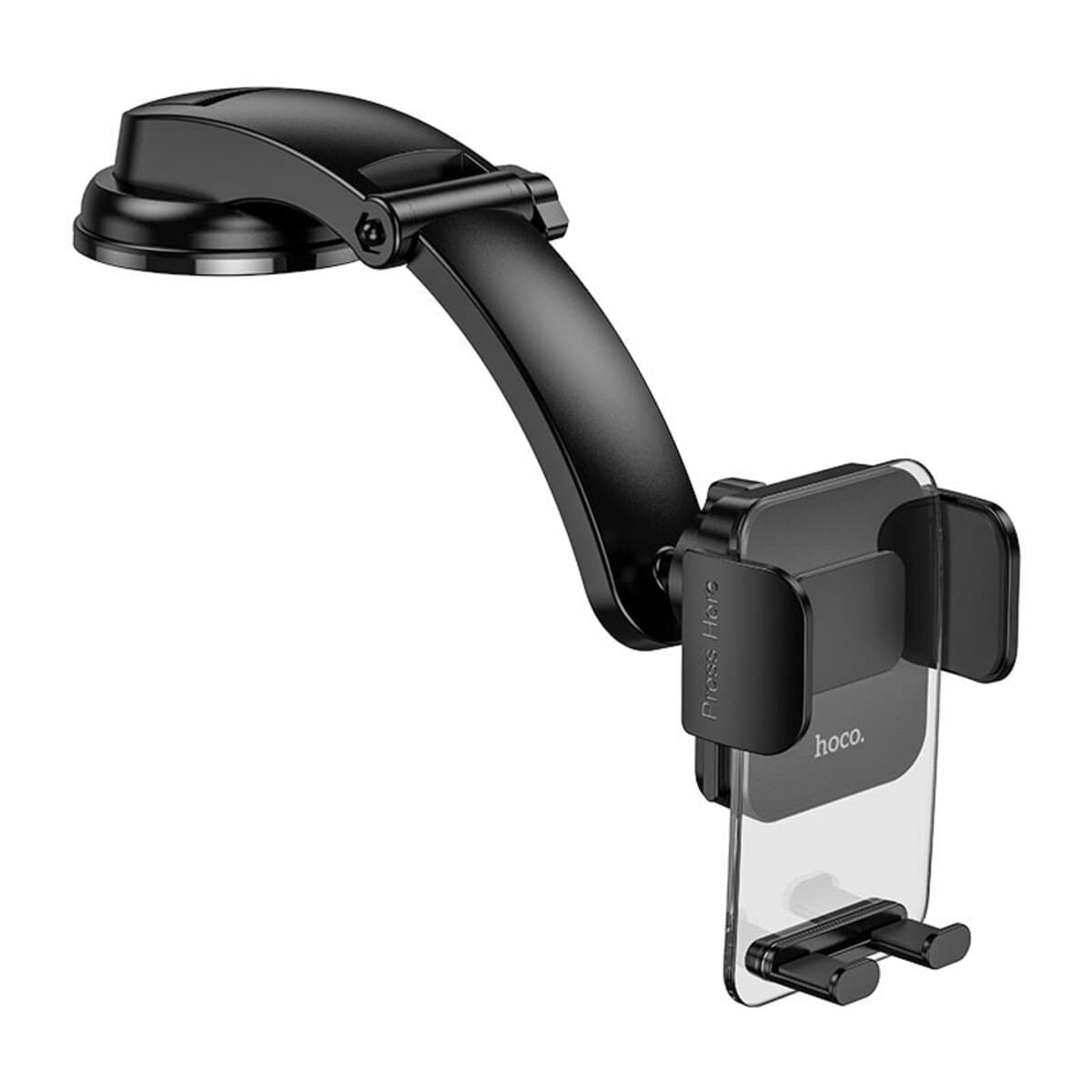 Автомобільний утримувач автоутримувач HOCO CA118 Delicate press type center console car holder Space Black