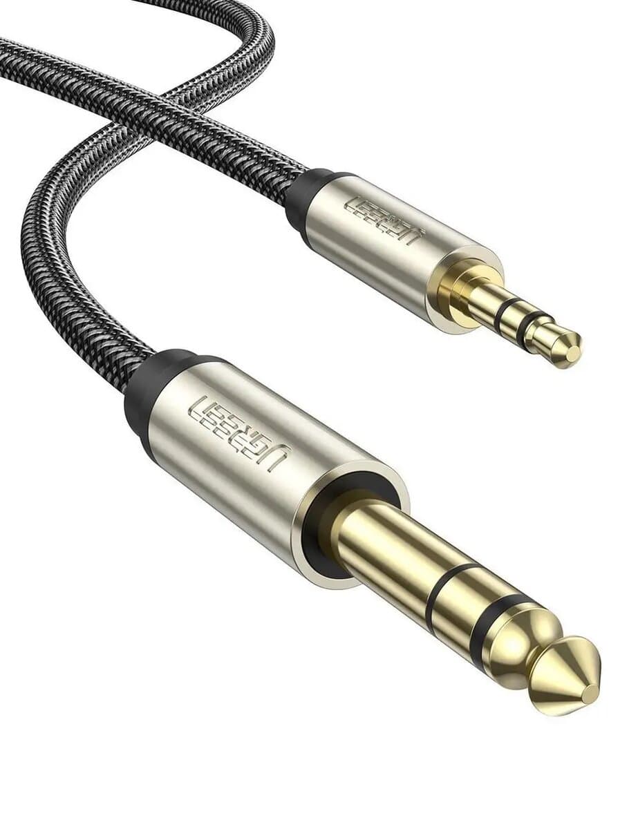Аудио-кабель UGREEN AV127 3.5mm to 6.35mm TRS Stereo Audio Cable 2m Grey (UGR-10628)