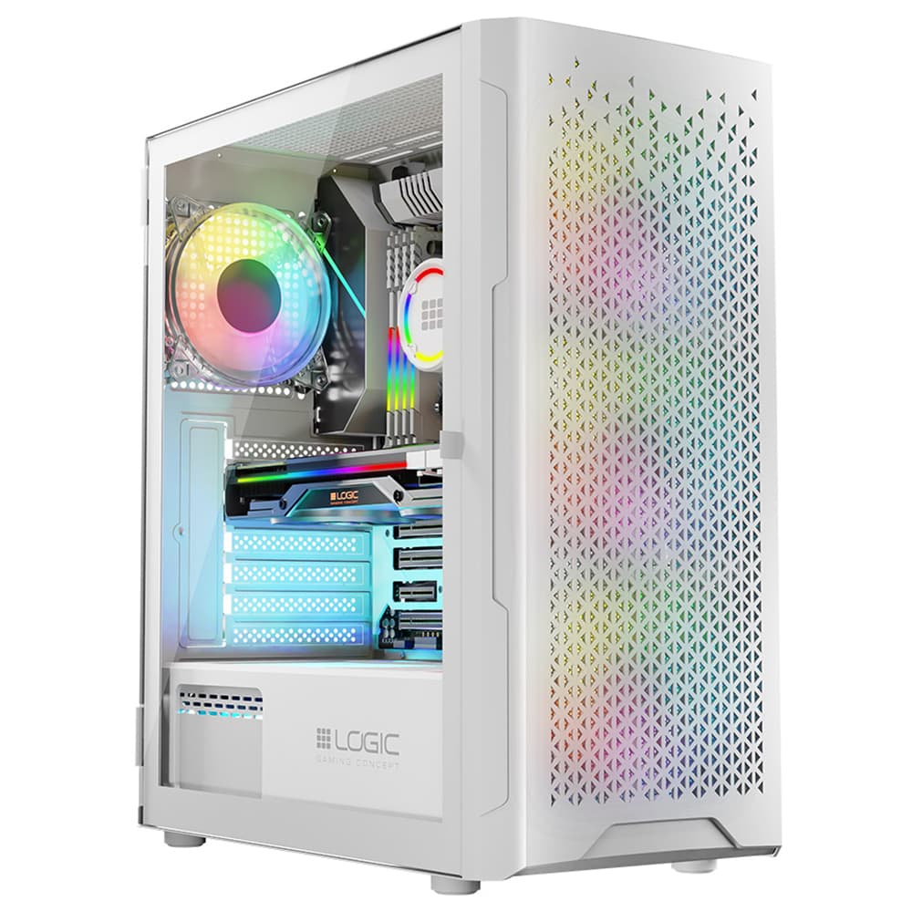 Корпус для комп'ютера LogicConcept ARAMIS MESH+GLASS ARGB fans 4x120mm без БЖ ATX White (AT-ARAMIS-20-0000000-0002)