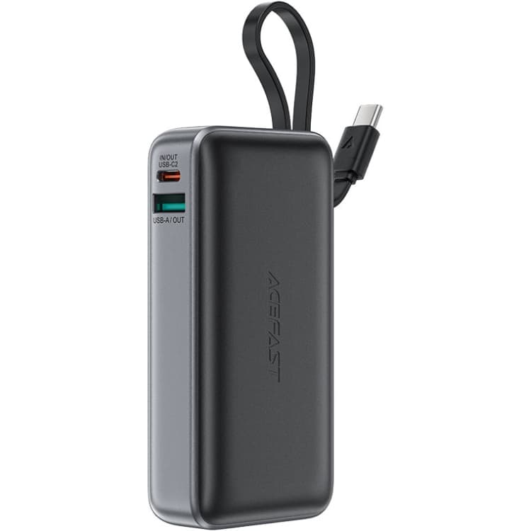 Powerbank павербанк УМБ Acefast M7 10000mAh 30W PD Type-C witch cable USB Li-Pol Black
