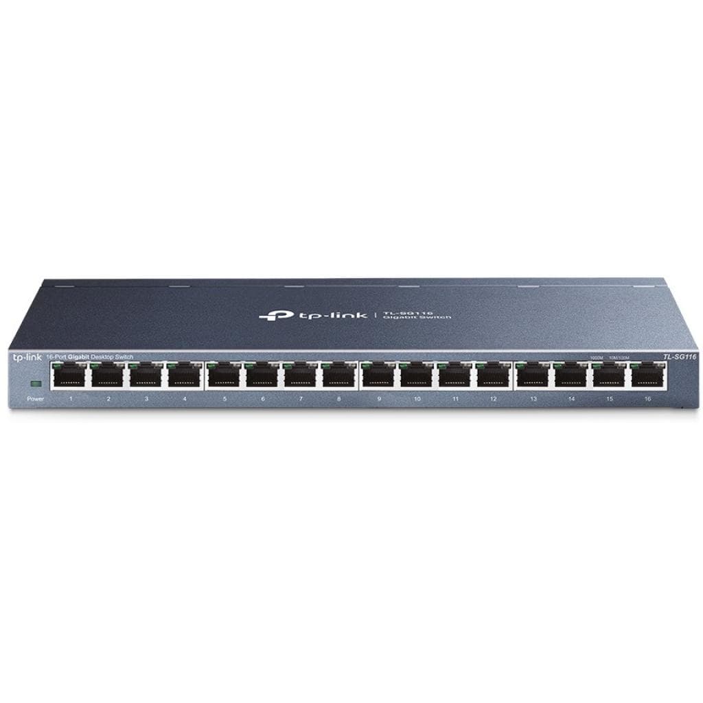 Комутатор TP-LINK TL-SG116 16 портів x 10100 1000 RJ45 некерований Grey (TL-SG116)