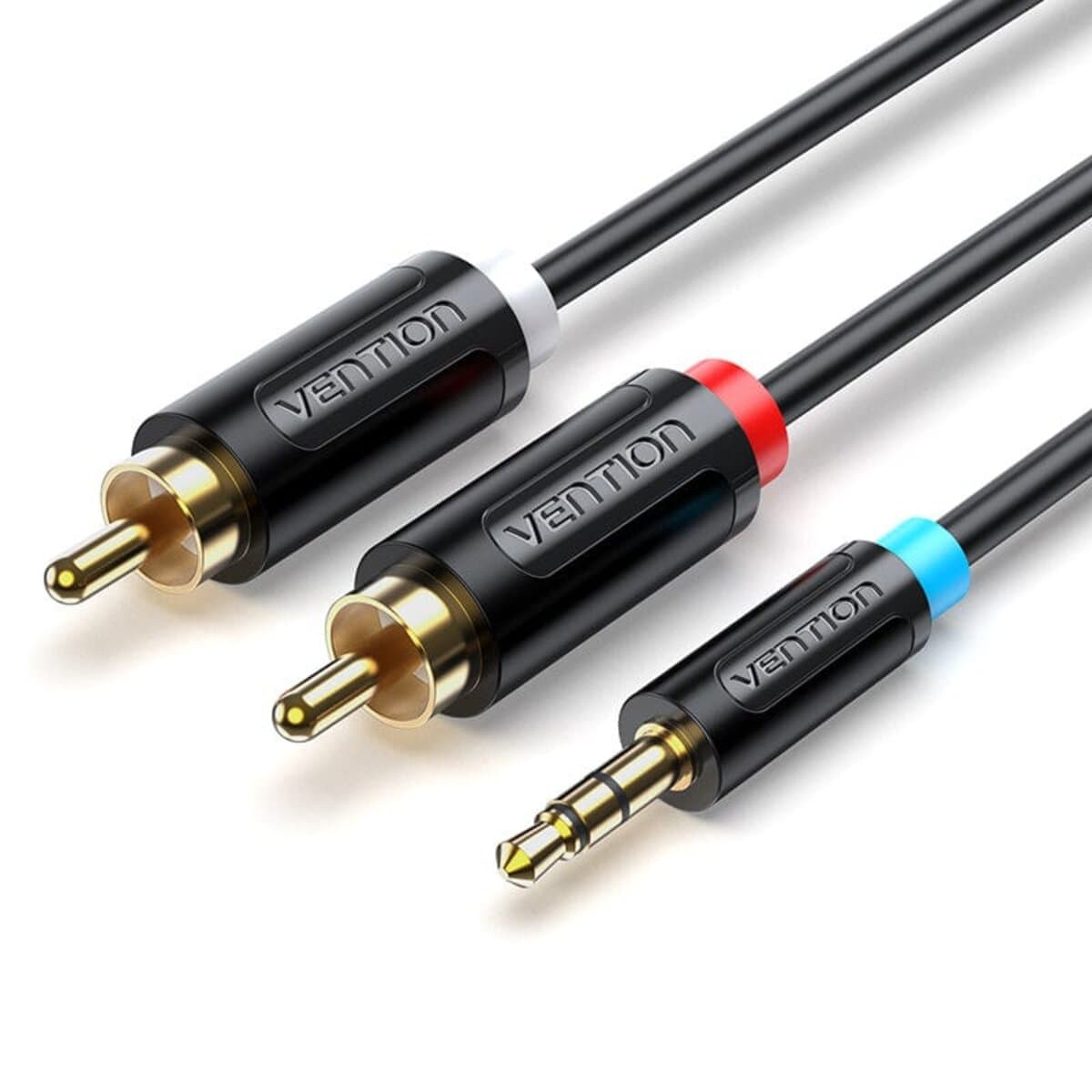 Аудио кабель Vention 3.5mm Male to 2-Male RCA Adapter Cable 0.5m Black (BCLBD)