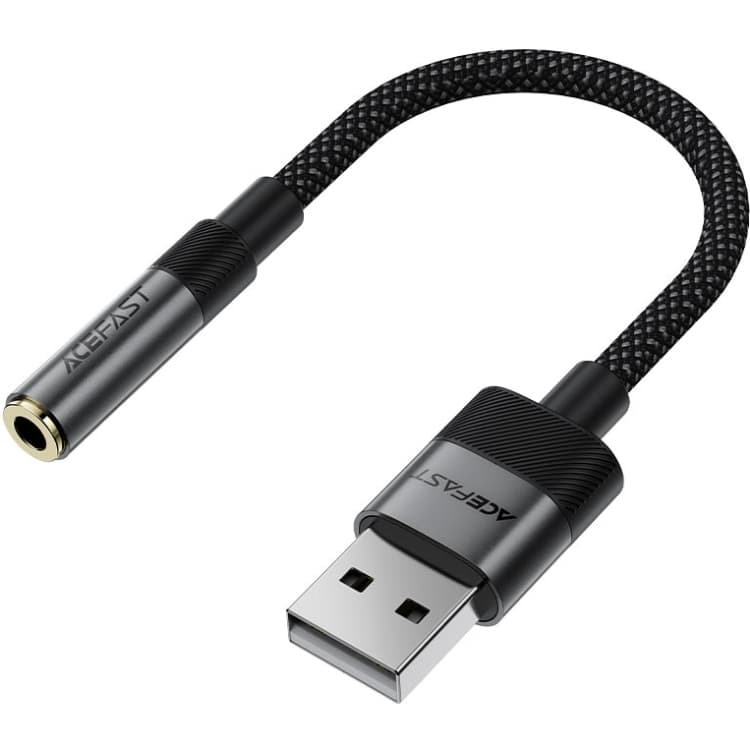 Переходник Acefast J13 USB-A to 3.5 mm 15cm audio converter Black