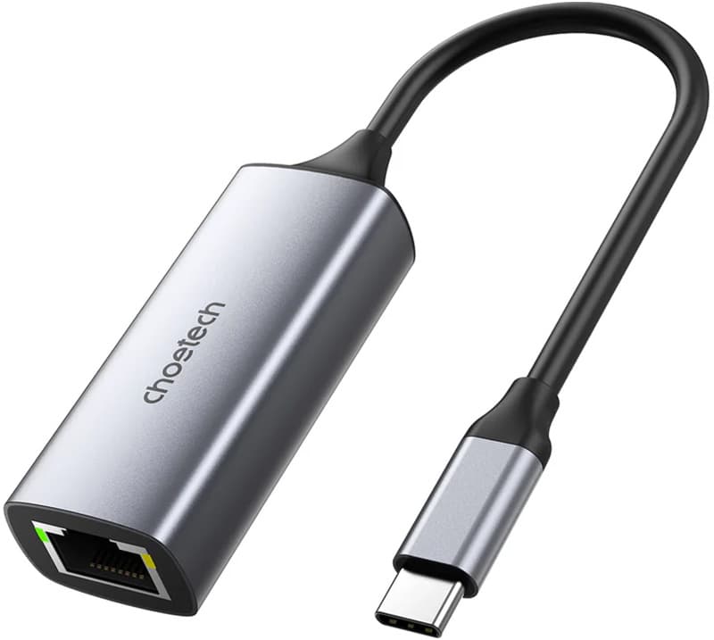 Перехідник Choetech USB3.1 Type-C to Ethernet RJ45 2.5Gbps 10 см Grey (HUB-R02-GY-V1)