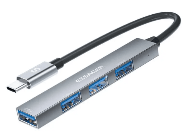 USB-хаб Essager Fengyang 4 в 1 Splitter Type-C port Grey (EHBC04-FY0G-P)