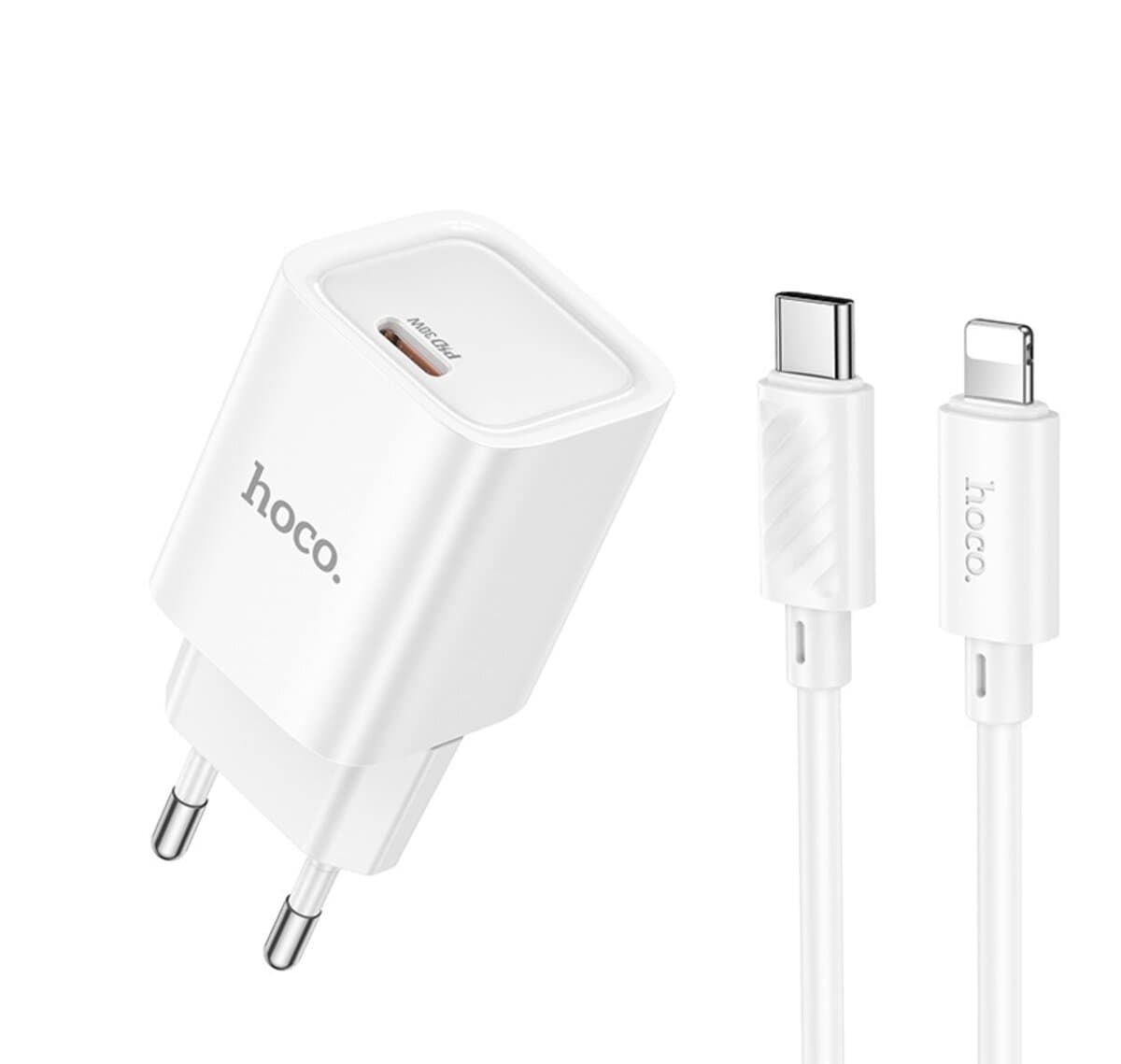Зарядное устройство HOCO C148A Charm single port PD30W charger set Type-C to Lightning cable EU White