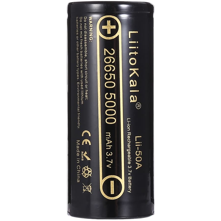 Акумулятор LiitoKala Lii-50A 26650 5000mAh 3.7V li-ion battery 1шт (Lii-50A)