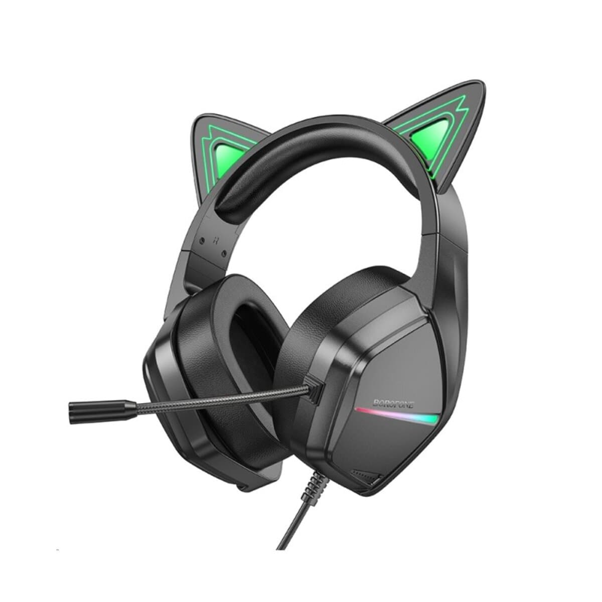 Дротові ігрові навушники з мікрофоном BOROFONE BO106 Cute cat ear luminous gaming headphones Elf Cat