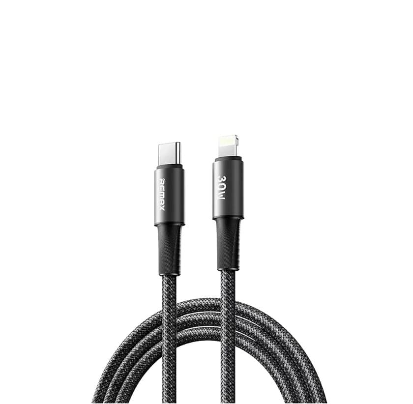 Кабель REMAX CB25 WindSpeed Series 30W 1.2m Fast charging aluminum alloy braided data cable Type-C to Lightning Black