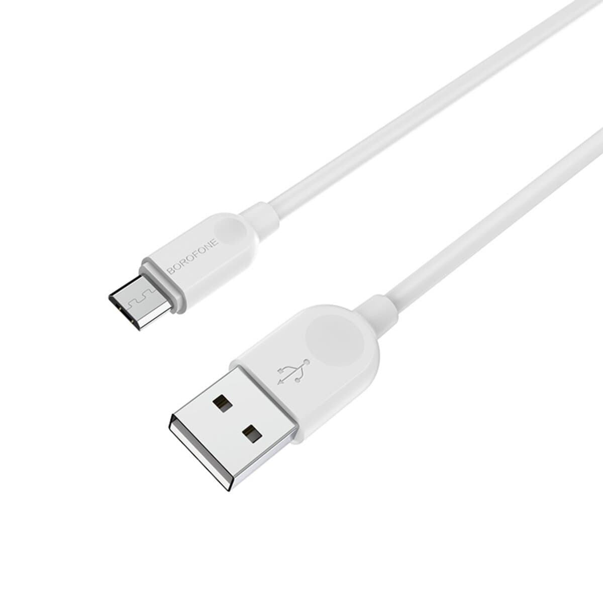 Кабель BOROFONE BX14 USB to MicroUSB 2.4A 1m PVC TPE connectors White (BX14M1W)